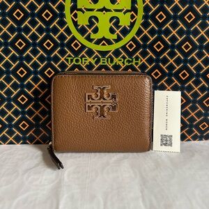 Tory Burch Britten Bifold Wallet Moose Gold Brown Tan